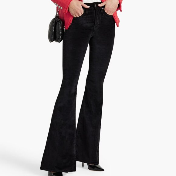 Veronica Beard Pants - VERONICA BEARD Sheridan Velvet Flared Pants Black Bell Bottom Size 28